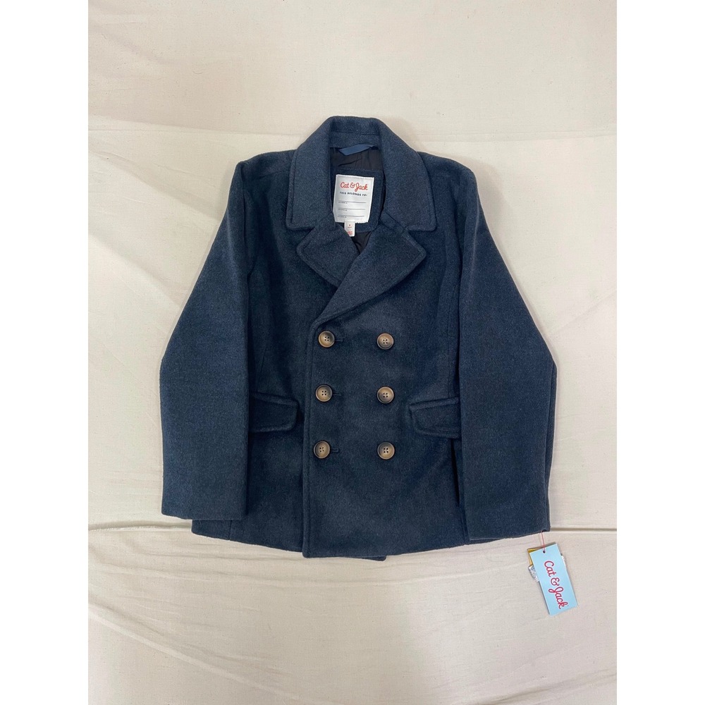 Cat & Jack Girls Double-Breasted Peacoat Gray Size S
